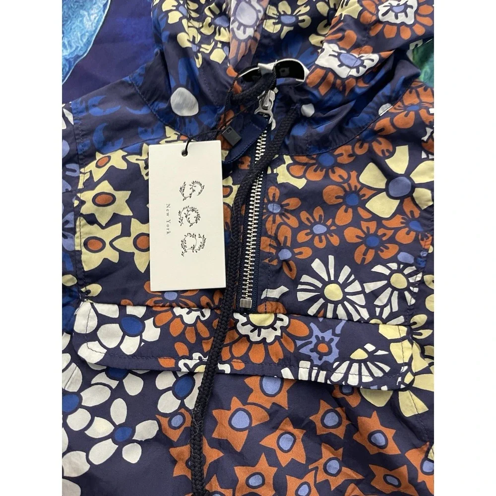 Sea‎ New York Kids Floral Patchwork Windbreaker Hooded Half Zip Jacket 7-9Y H60